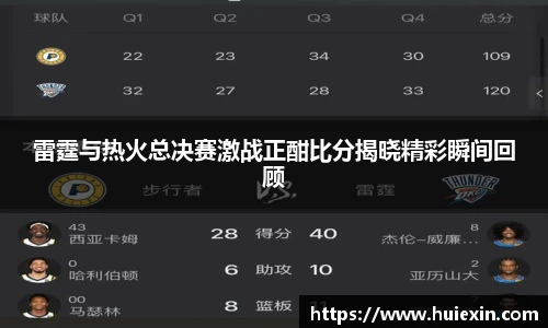 雷霆与热火总决赛激战正酣比分揭晓精彩瞬间回顾